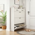 thumbnail image 3 of Spaco Drawer Shoe Cabinet, Freestanding Shoe Rack Storage Box with Flip Door, Modern Flip Bucket Shoe Cabinet, Suitable for Entrances, Corridors, Bedrooms, White, 3 of 12
