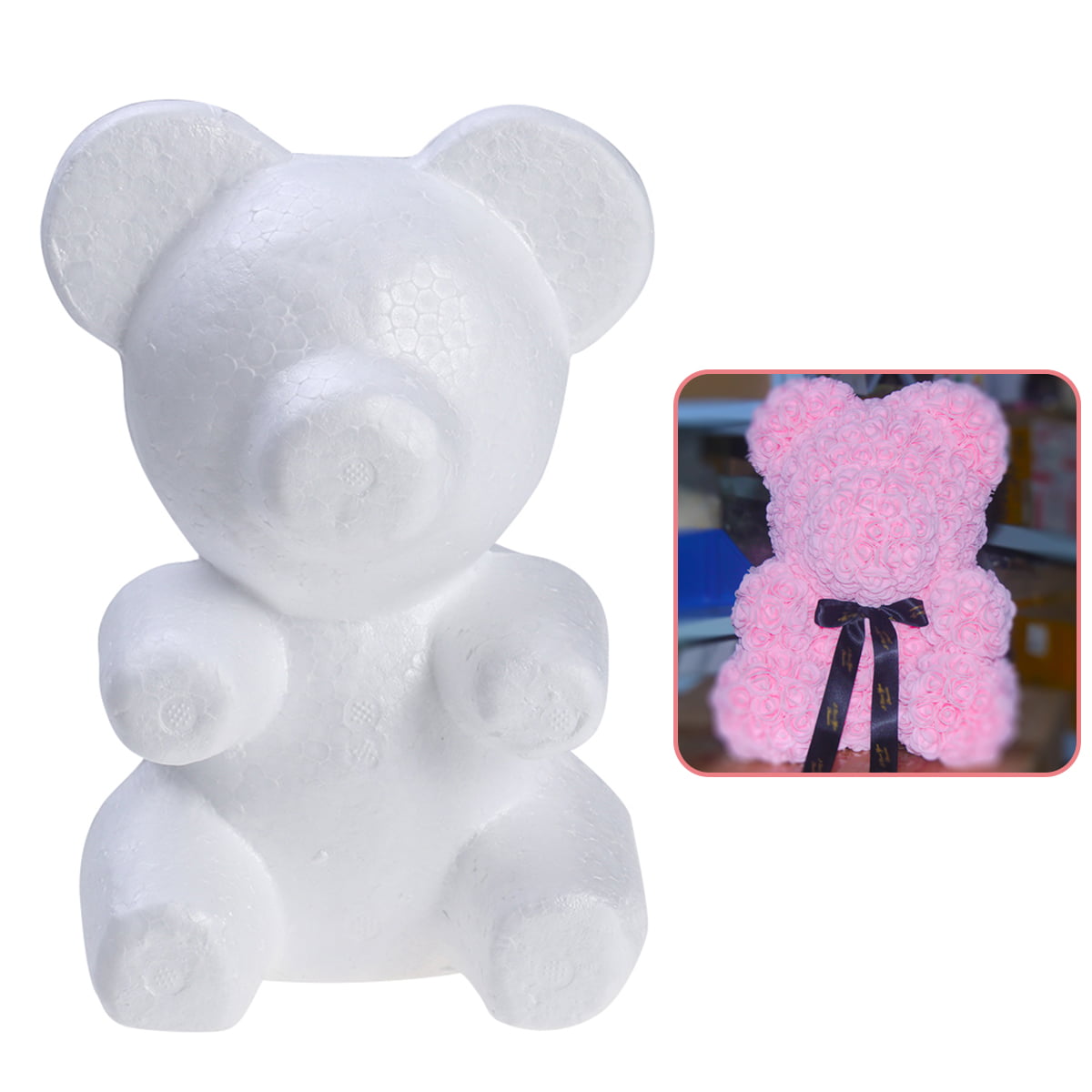 Holibanna Polystyrene Styrofoam Bear Shapes Modelling White Mould Crafts Valentines Wedding Flower Arranging Ornaments 2pcs 