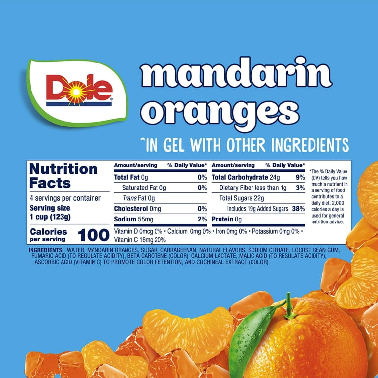 Dole Mandarin Oranges in Refreshing Orange Gel, 4-Pack, Cups