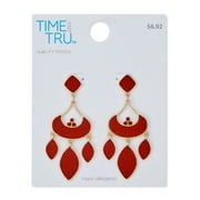 Time and Tru Women's Orange Solid Teardrop Chandelier Earrings