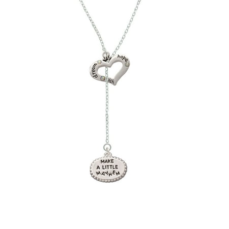 Make A Wish Necklace - Make a Little Mayhem Oval - Dream Hope Wish Heart Lariat Necklace