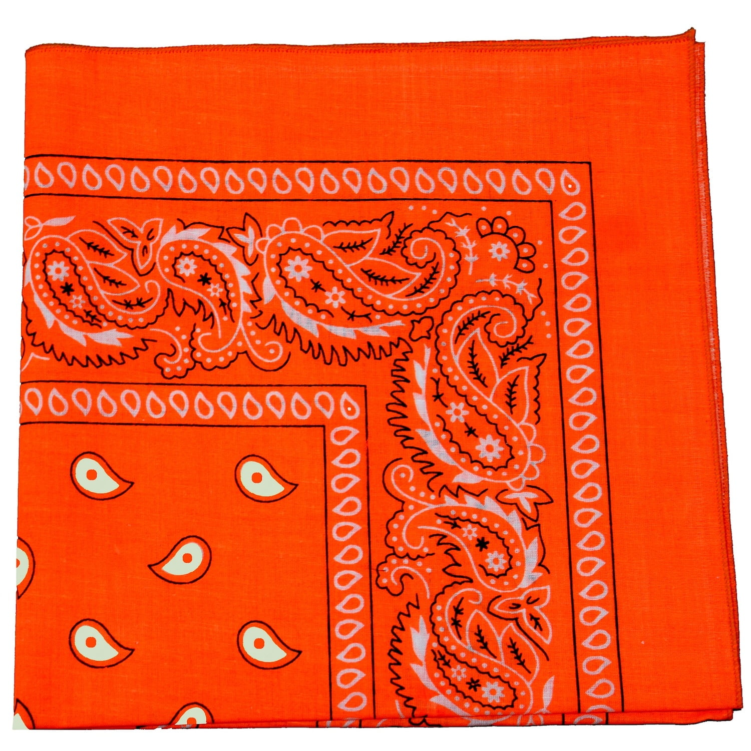 Pack of 36 Cotton 22 x 22 Inch Paisley Printed Bandana (Neon