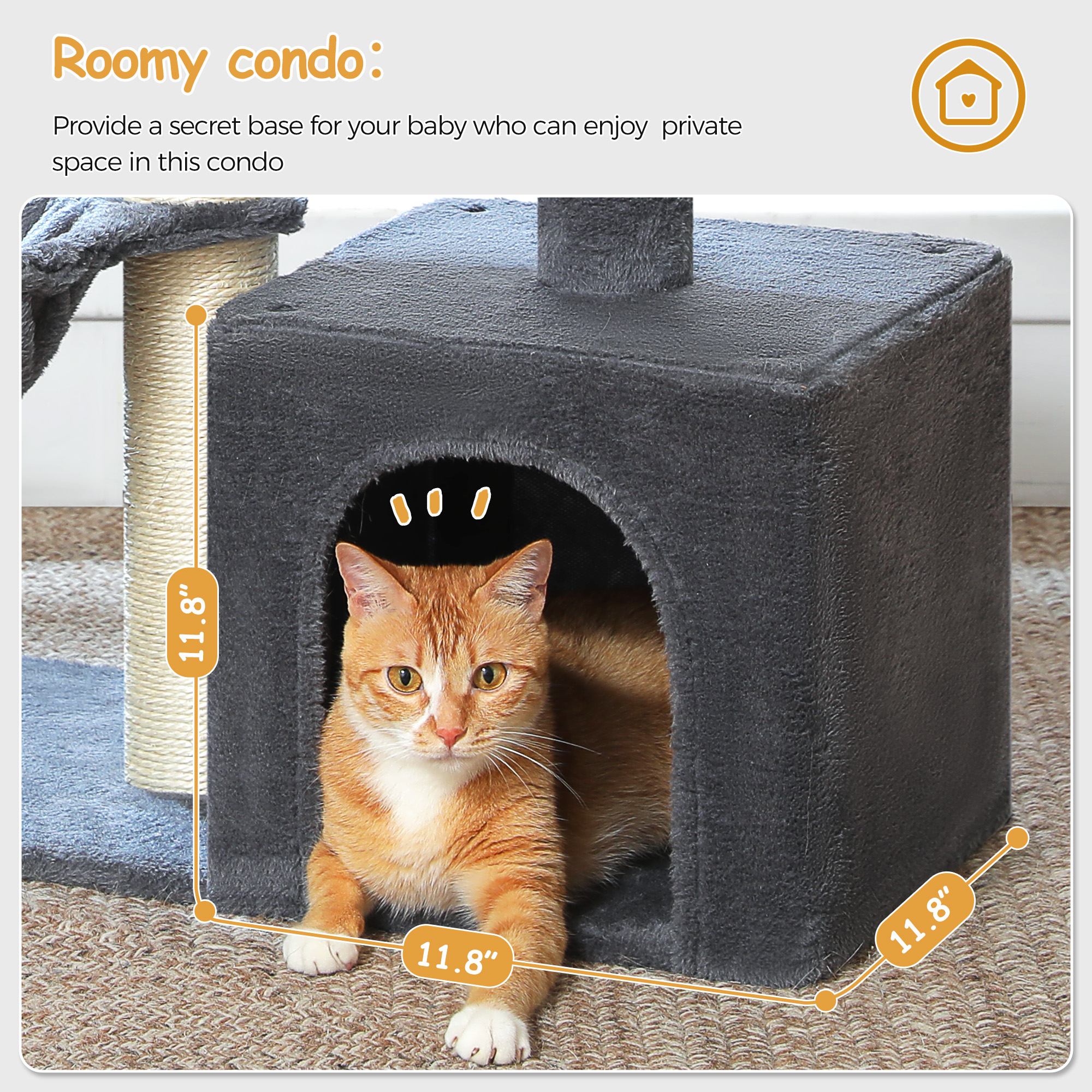 PAWZ Road 31" Medium Cat Tree Modern Scratcher with Hammock and Condo for Indoor Cats Dark Gray