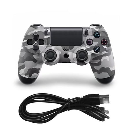 Coutlet Wired Vibrate Controller Dual Double Shock for PS4 & PC, Camouflage Gray