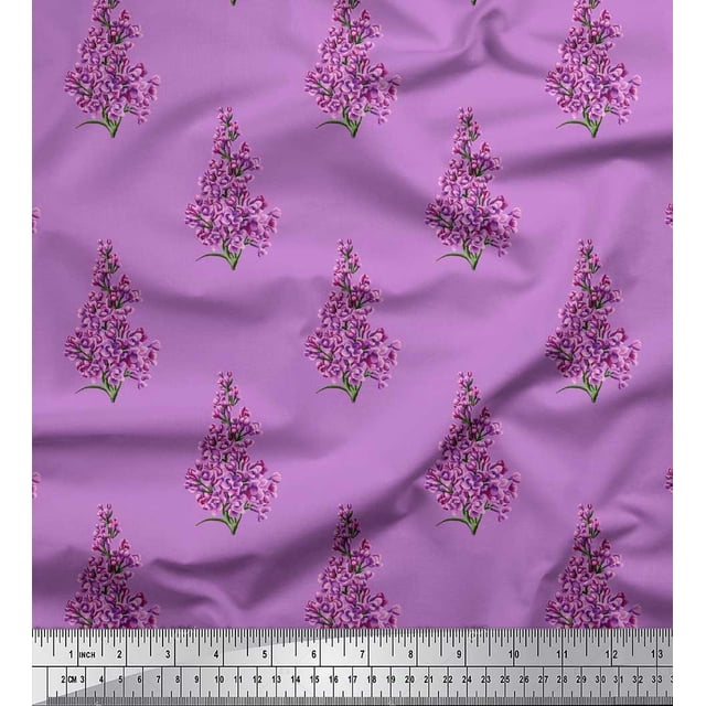 Soimoi Blue polyester Crepe Fabric Semi Circle Geometric Print Fabric by the Yard 42 Inch Wide