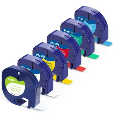 6-Pack Multicolor Label Tape Compatible with Dymo LetraTag 91330 91331 91332 91333 91334 91335 Refills for LetraTag Label Maker LT-100H 100T LT-110T (1/2*13 Feet, 12mm 4m)