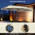 thumbnail image 3 of Outsunny Double-sided Patio Umbrella with Solar Lights, Base, Tilt, Cream, 3 of 9