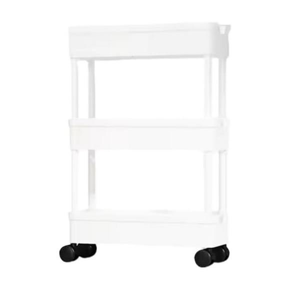 Bewildely Solución de almacenamiento multifuncional para dormitorio y sala de estar que no ocupa espacio, carrito de almacenamiento Organizadores de utensilios de cocina blanco, 3 capas 15 cm