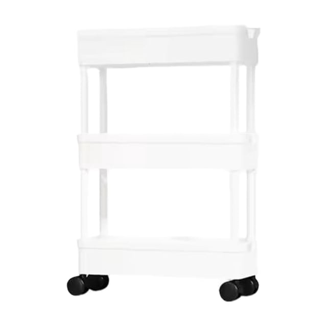 Bewildely Solución de almacenamiento multifuncional para dormitorio y sala de estar que no ocupa espacio, carrito de almacenamiento Organizadores de utensilios de cocina blanco, 3 capas 15 cm