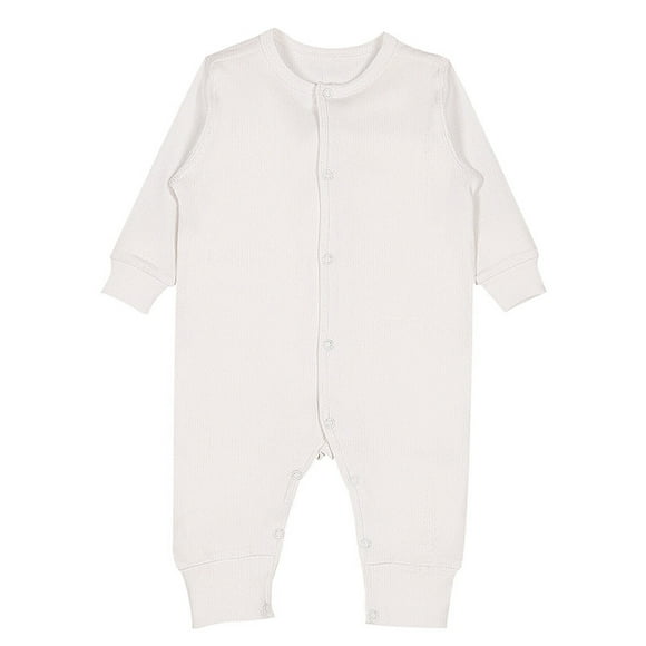 Baby Girl Romper Solid Long Sleeve Spring Summer Jumpsuit for Baby Newborn Breathable Soft Romper with Snap Closure Easy to Wear Newborn Onesies Boy White 6 Months-9 Months