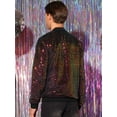 thumbnail image 3 of Unique Bargains Men's Sequin Zipper Long Sleeve Party Disco Shiny Bomber Jacket 2XL Multicolor, 3 of 6
