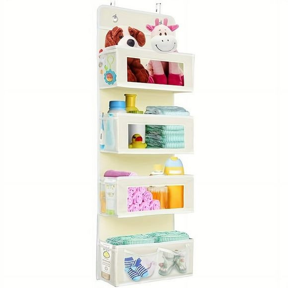 Over Door Pocket Organizer, Hanging Fabric Storage Organizer, With 4 Roomy Pockets,