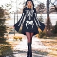 thumbnail image 2 of Halloween Dresses For Women Adult Skeleton Dress Comfy Easy Onesie Jumpsuit With Cozy Hooded, 2 of 7