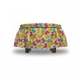 thumbnail image 4 of Nursery Ottoman Cover, Colorful Duck Toys Pattern, 2 Piece Slipcover Set with Ruffle Skirt for Square Round Cube Footstool Decorative Home Accent, Standard Size, Multicolor, by Ambesonne, 4 of 5