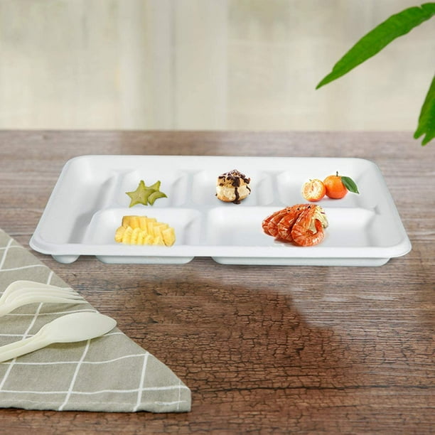 HTAIGUO 60 Pack 6HTAIGUO Compartment Disposable Paper Plate 100