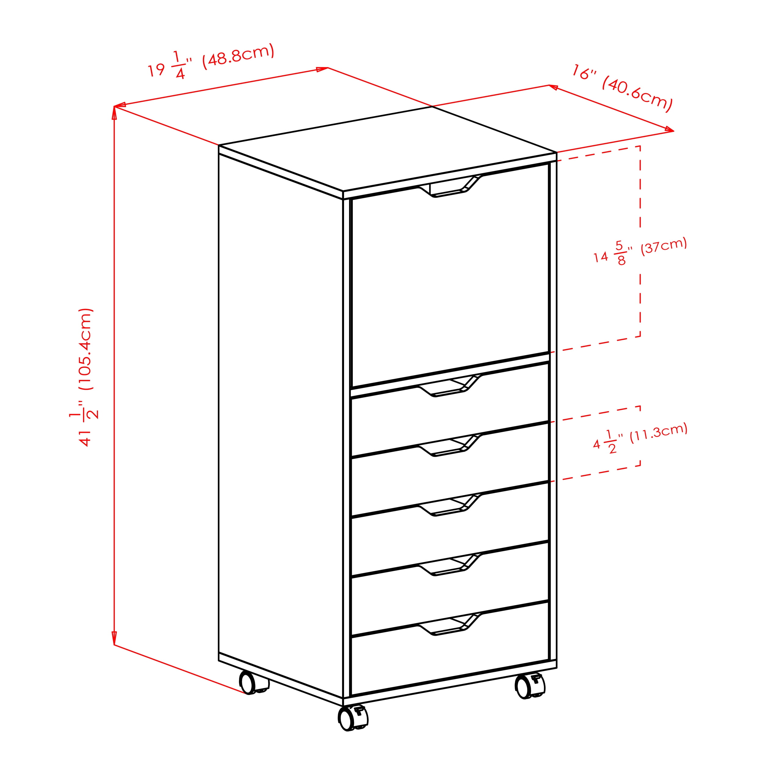 Winsome Halifax 5 Drawer Storage Mobile Cabinet 10616, White Finish