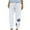 White, variant on Jewelreauty Linen Pants Women Summer Casual Elastic Waist Straight Leg Floral Print Pants with Pockets
