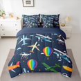 thumbnail image 2 of Castle Fairy Preppy Children Kawaii Plane Bedding Comforter Set 7pcs,Cartoon Aircraft Queen Bedding Sets Super Cozy,Starry Sky Queen Sheet Sets,Lightweight Room Decor,Reversible, 2 of 8