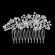 thumbnail image 2 of Women Girls Flower Shaped Rhinestone Pearl Decorated Hair Comb Hair Accessories (Silver), 2 of 4