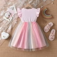 thumbnail image 6 of TAIAOJING Toddler Girls Fly Sleeve Holiday Princess Dress A-Line Solid Color O-Neck Dance Party Princess Dresses Beach Casual Birthday Boho Sundress Birthday 3-4Y, 6 of 6