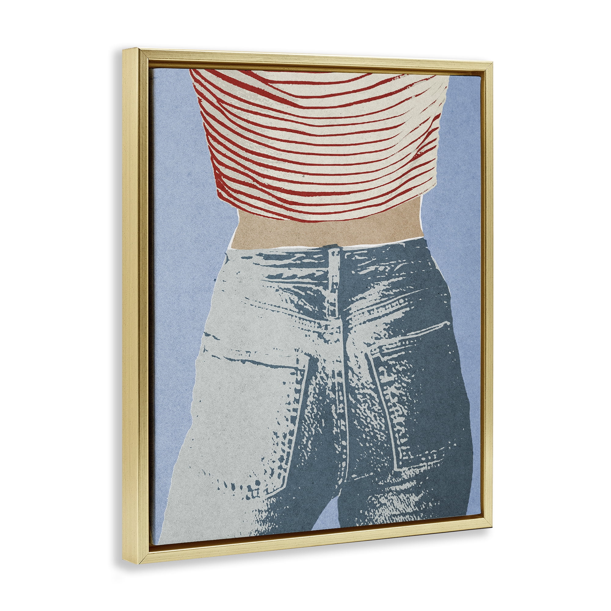 Stupell Industries Favorite Jeans Vintage Gold Framed Floater Canvas Wall Art, design by Victoria Barnes