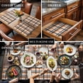 thumbnail image 3 of Orange Black Plaid Placemats for Dinning Table Set of 6, Farmhouse Orange Black Checkered Burlap Kitchen Place Mats Waterproof Cloth Table Mats, Indoor Outdoor Placemats Easy Clean Dinner Decor, 3 of 8