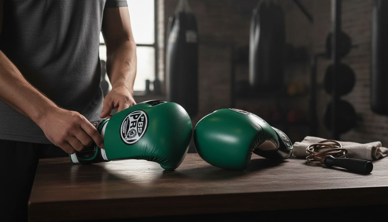 ProBoxing® Leather Boxing Gloves – (Green & Black) (14oz) Training Boxing Gloves for Boxing, MMA, Muay Thai & Sparring – Durable Genuine Leather, Wrist Support, Impact Protection