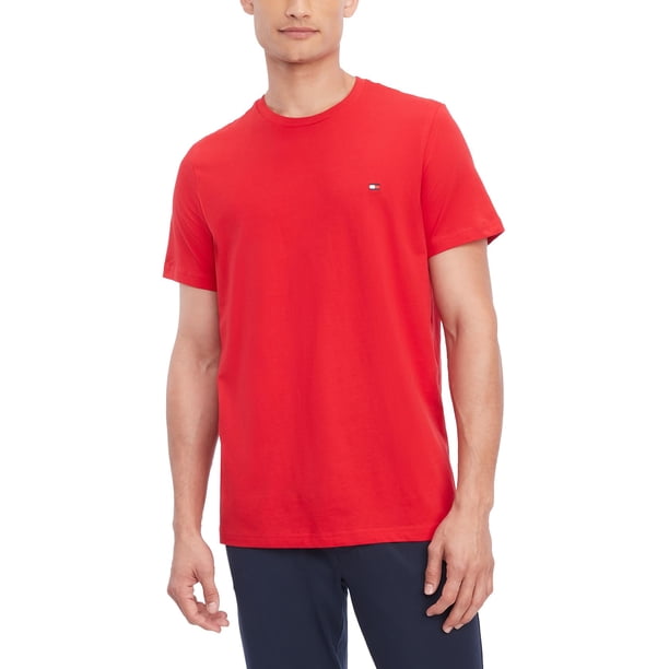 Camiseta Tommy Hilfiger Core Flag con cuello redondo en caoba para hombre
