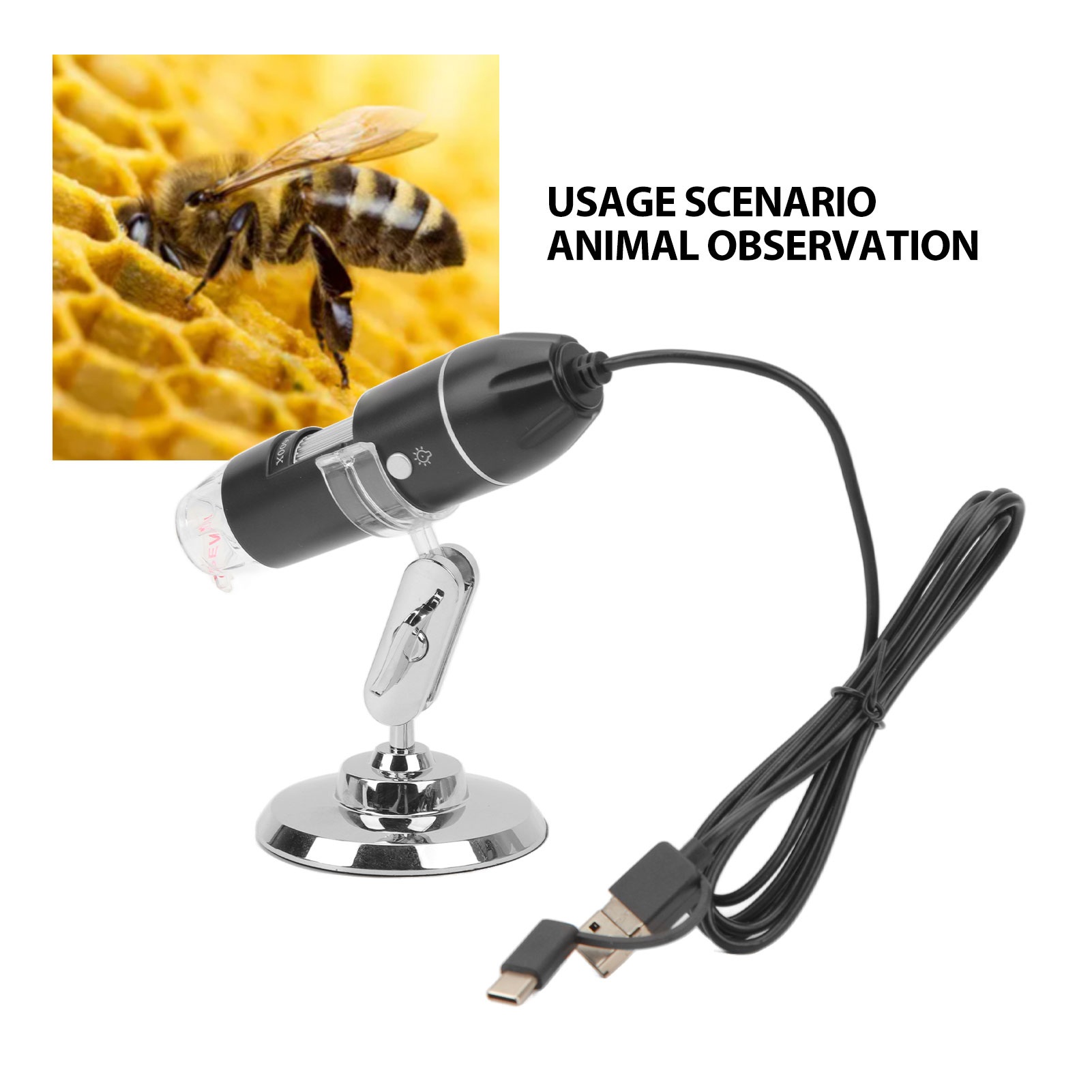 Digital Microscope, Portable Handheld Microscope 1600X With Stand For