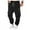 Black, variant on Bibifish Mens Cargo Pants Autumn Solid Color Drawstring Elastic Waist Jogger Trousers Soft Drop-Crotch Sports Pants With Multiple Pockets