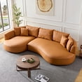 thumbnail image 3 of Kevinplus Modern Sectional curved Sofa Couch for Living Room,Upholstered 5-Seat Sofa Couch Eco-leather Couch Set for Apartment Office,Orange, 3 of 15