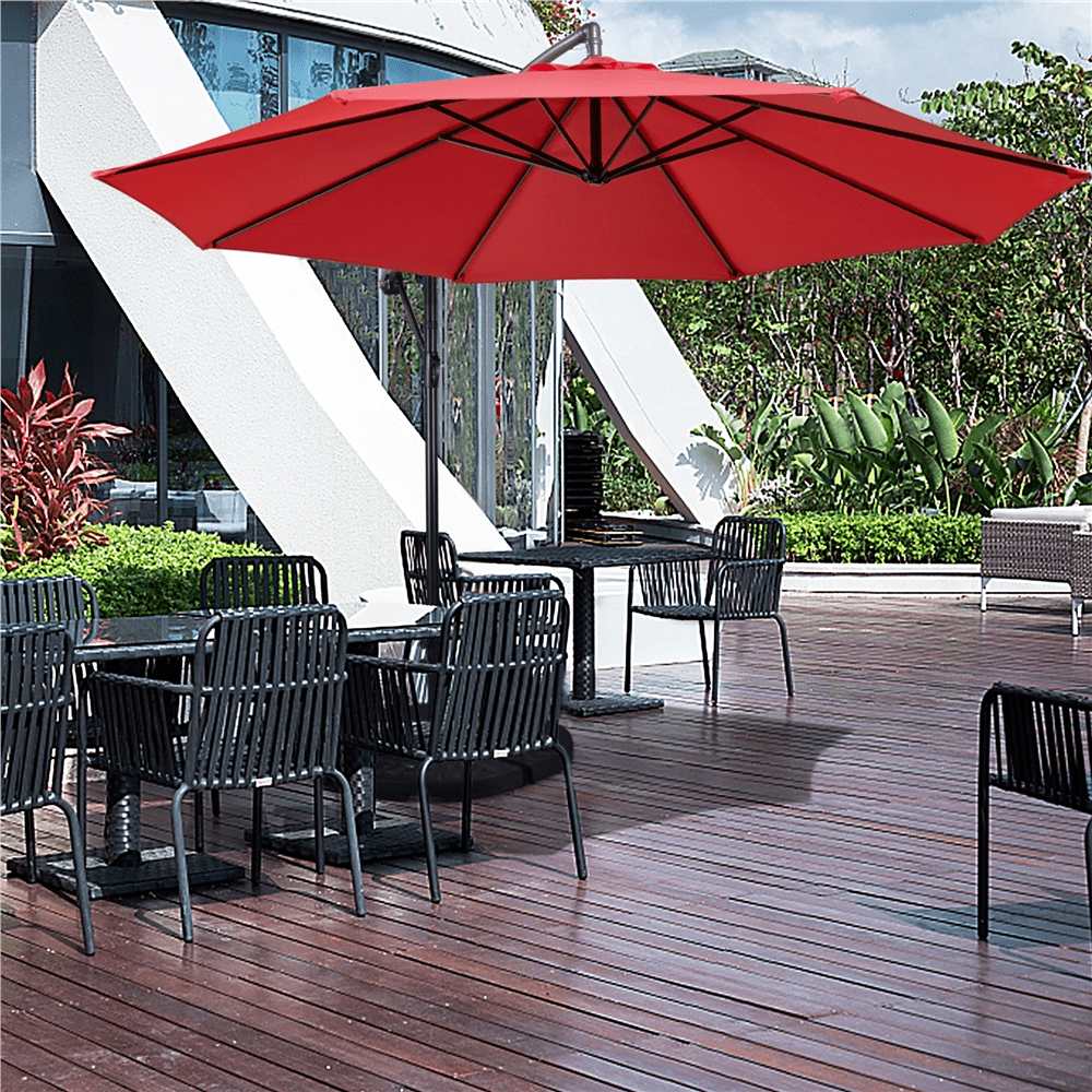 Renwick 10ft Offset Cantilever Patio Hanging Umbrella, Red