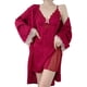 thumbnail image 1 of Conjunto de pijama para mujer, bata de seda con camisón sexy, 2 piezas, camisón de encaje con cuello en V, 1 of 6