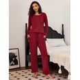 thumbnail image 5 of Ekouaer 2 Pack Women's Pajama Set Long Sleeve Top with Jogger Pants Lounge Sets Sleepwear Loungewear with Pockets, 5 of 6