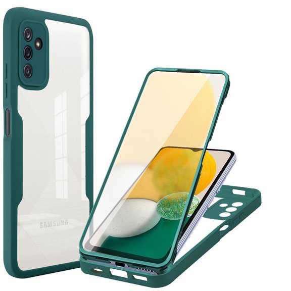 for Samsung Galaxy A35 5G 6.5" 2023 Case with Built-in Screen Protector & Anti-fall Bumper [360°Full Protection] [Wireless Charging] Double-sided Shockproof Ultra-clear Cover, Darkgreen