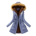 thumbnail image 1 of Women Solid Color Coat Button Down Overcoat Warm Winter Overcoat Long Sleeve Cardigan Fluffy Jacket Windproof Outer Coat, 1 of 4