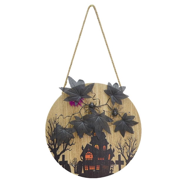 De Halloween Con Luz Led Letreros De Bienvenida De Halloween Placa De Puerta De Madera Para Fiesta De Halloween Decoraciones Para Interiores Y Exteriores De La Casa Methold HA046206-01