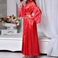 thumbnail image 6 of POTETI Plus Size Womens Sleepwear Satin Silk Red Nightwear Lace Nightdress, 6 of 8