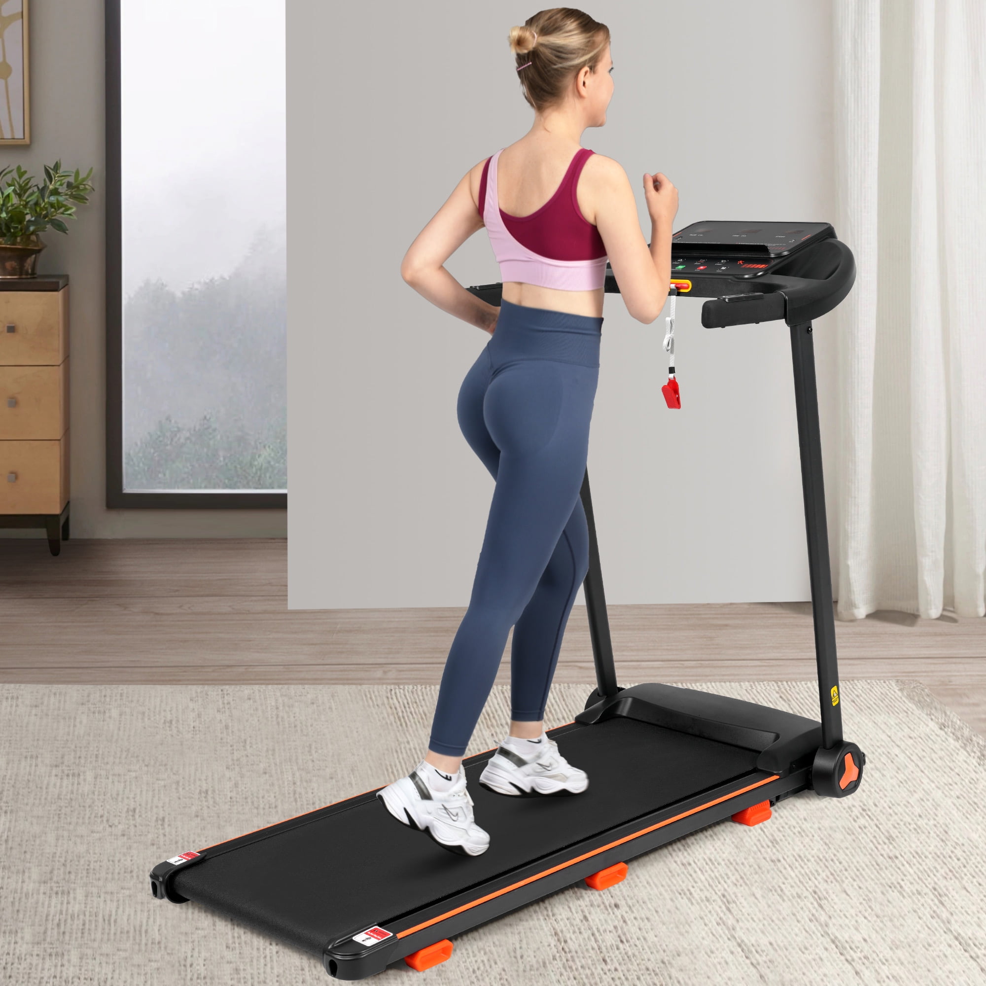 Folding Exercise Treadmills with Transportation Wheels, SEGMART 55'' x 23.6'' x 43.3''' Home Gym Motorized Running Machine with 3 Modes, 12 Preset Program, MP3 Audio Auxiliary Port, 240 lbs, S10262
