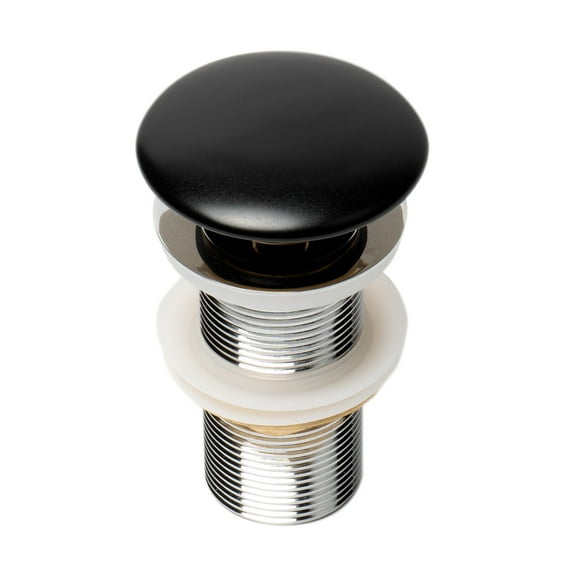 ALFI brand AB8055-BM Black Matte Ceramic Mushroom Top Pop Up Drain for Sinks without Overflow