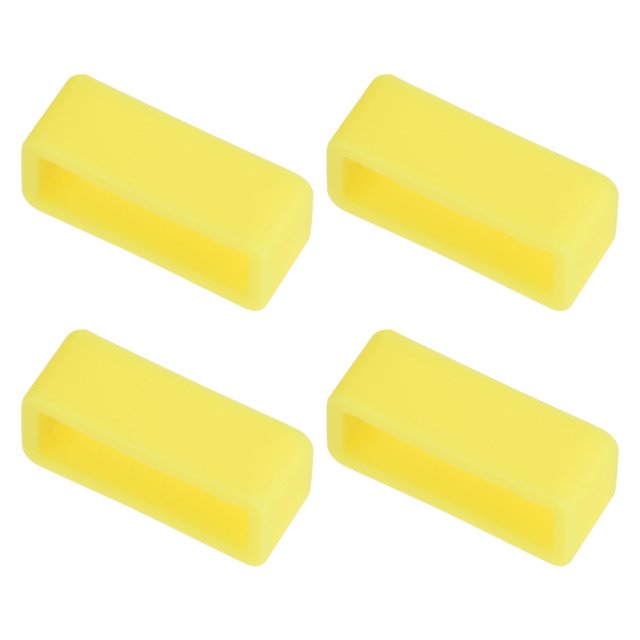 Unique Bargains Watch Band Strap Loops Silicone for 19mm Width Watch Band, Yellow 4 Pack