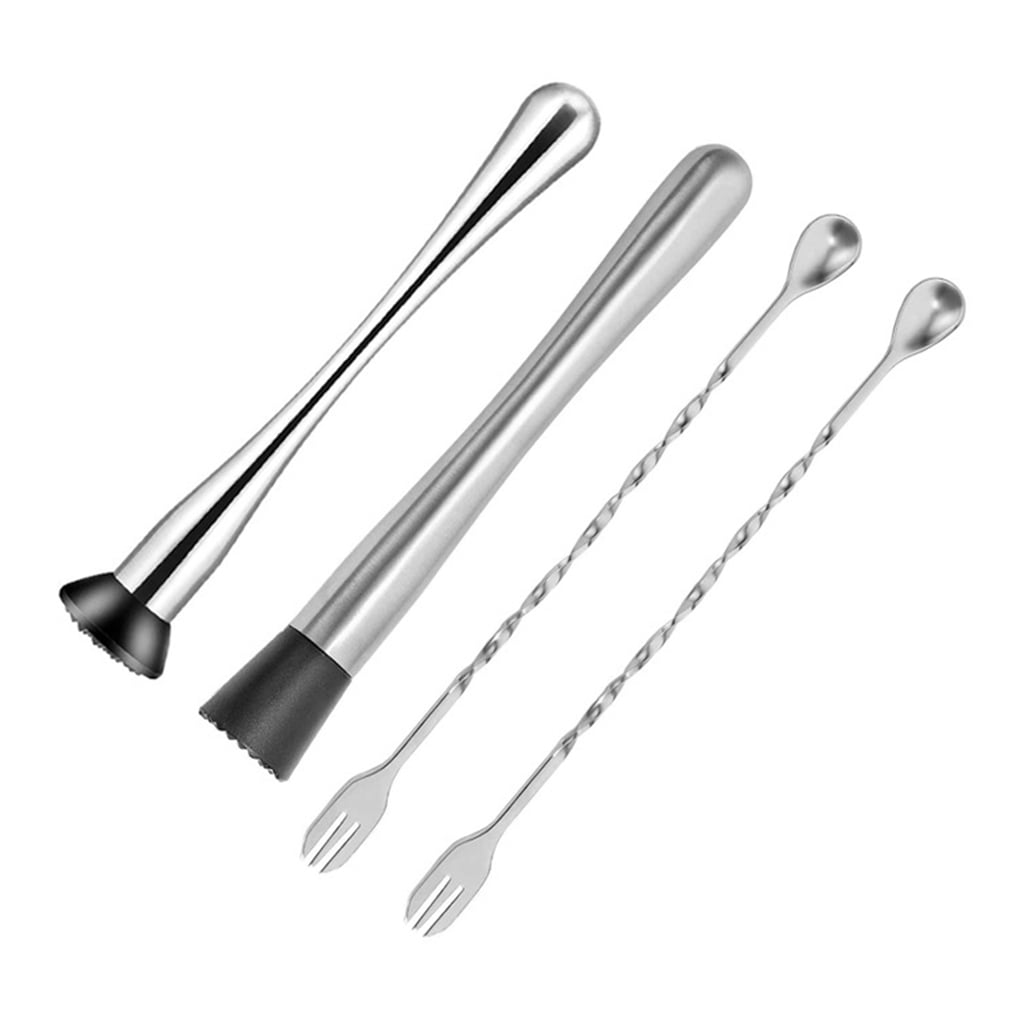 Cocktail Muddlers-Stainless Steel Drink Muddler and Mixing Spoon Professional Grade Bar Tool 