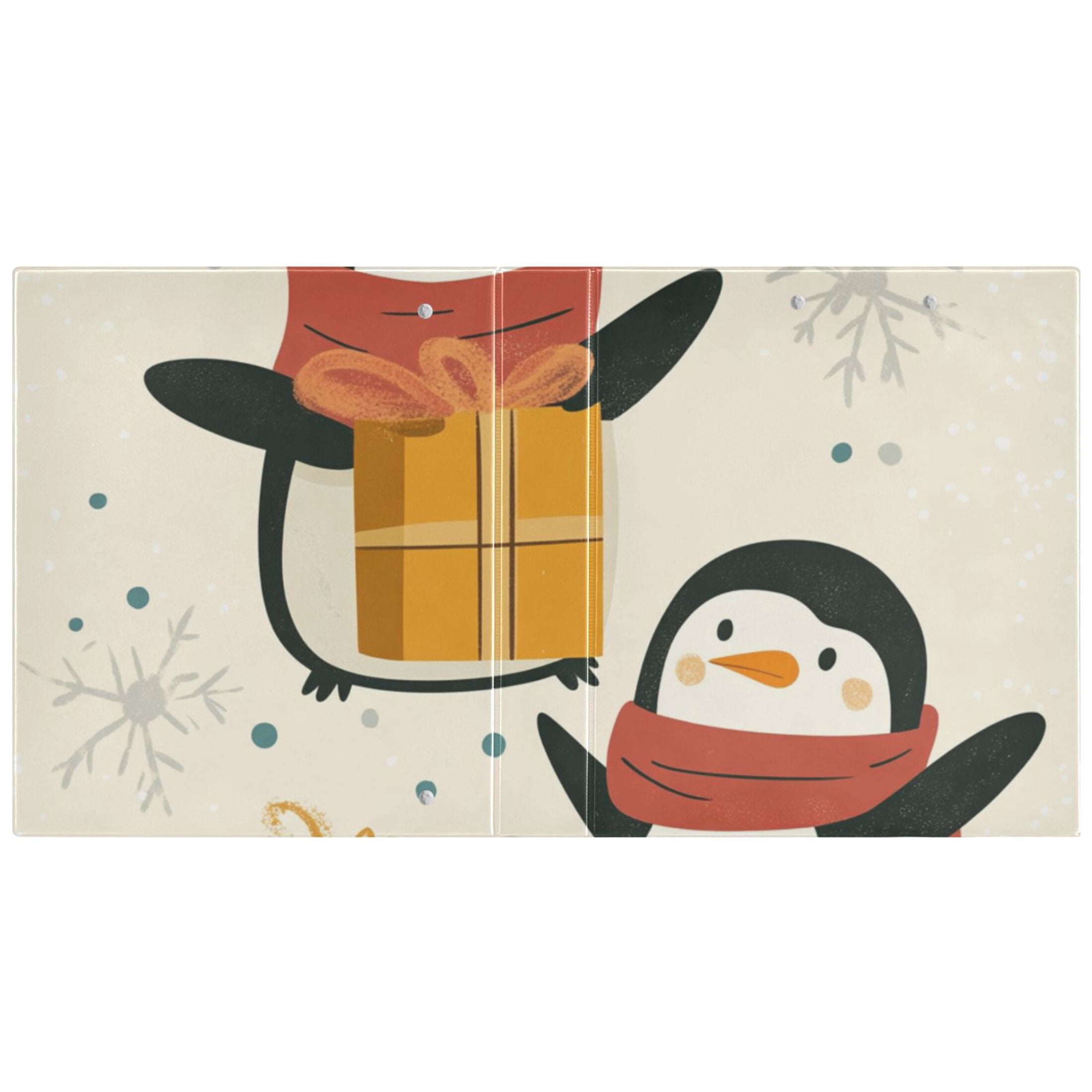 Penguins with Gifts 3 Ring Binders 1.5 inch Hardcover File Folders with Interior Pockets A4 Size Organizer for School Office Hospital
