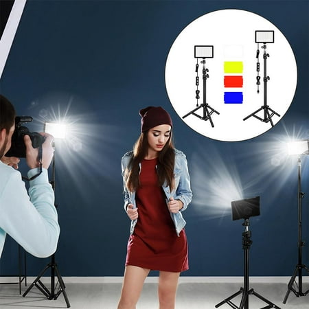 Portable Photography Lighting Kit Dimmable 5600K USB LED Video Light with Adjustable Tripod Stand for Table Top/Low Angle Photo - 2Pcs