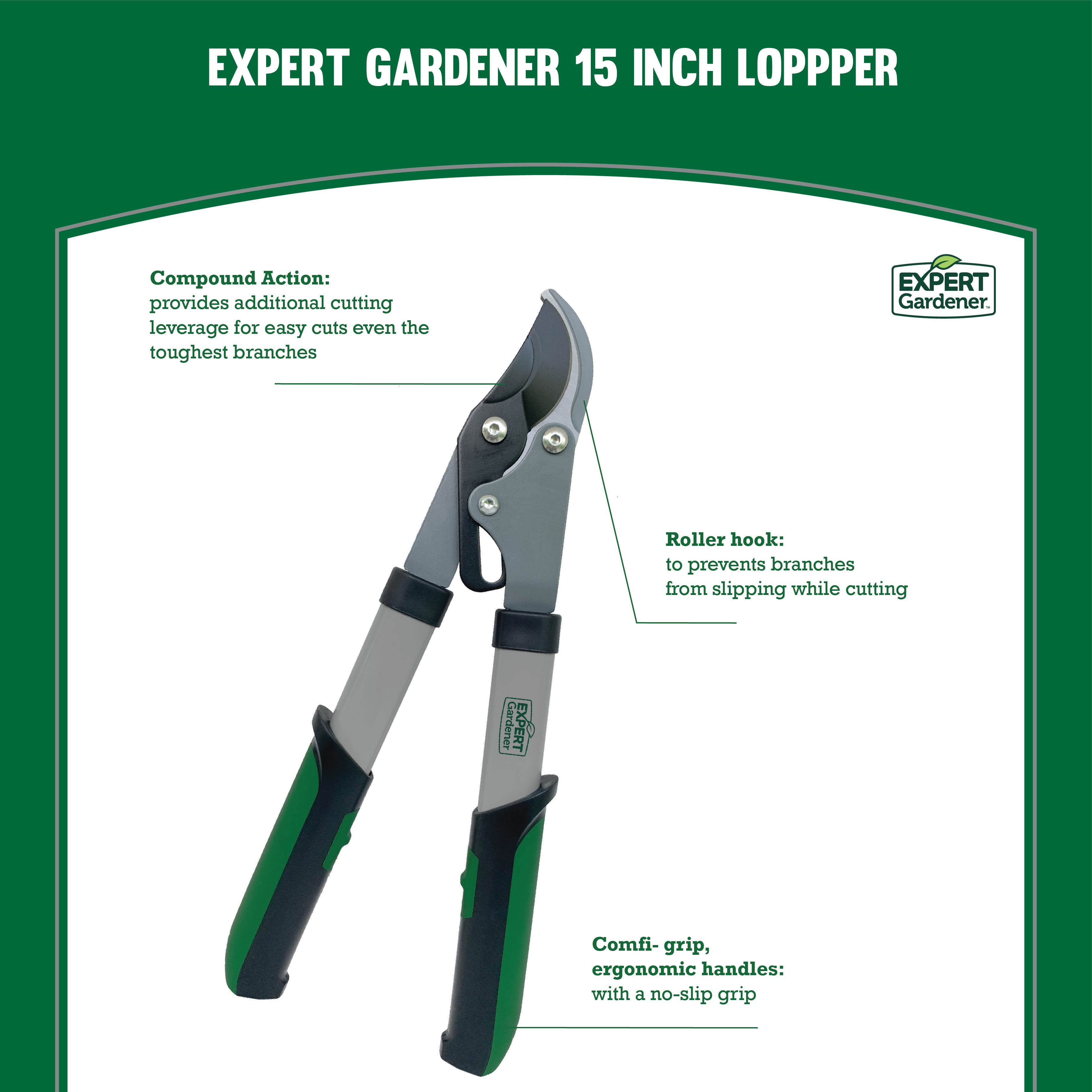 Expert Gardener 15-Inch Lopper, Lightweight and Durable with Ergonomic Grips