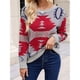 thumbnail image 4 of Suéter de Larga con Cuello Redondo para Mujer, Moda Otoño-Invierno, Jersey de Jacquard con Contraste de Colores, Suéter Navideño Gris S, 4 of 5