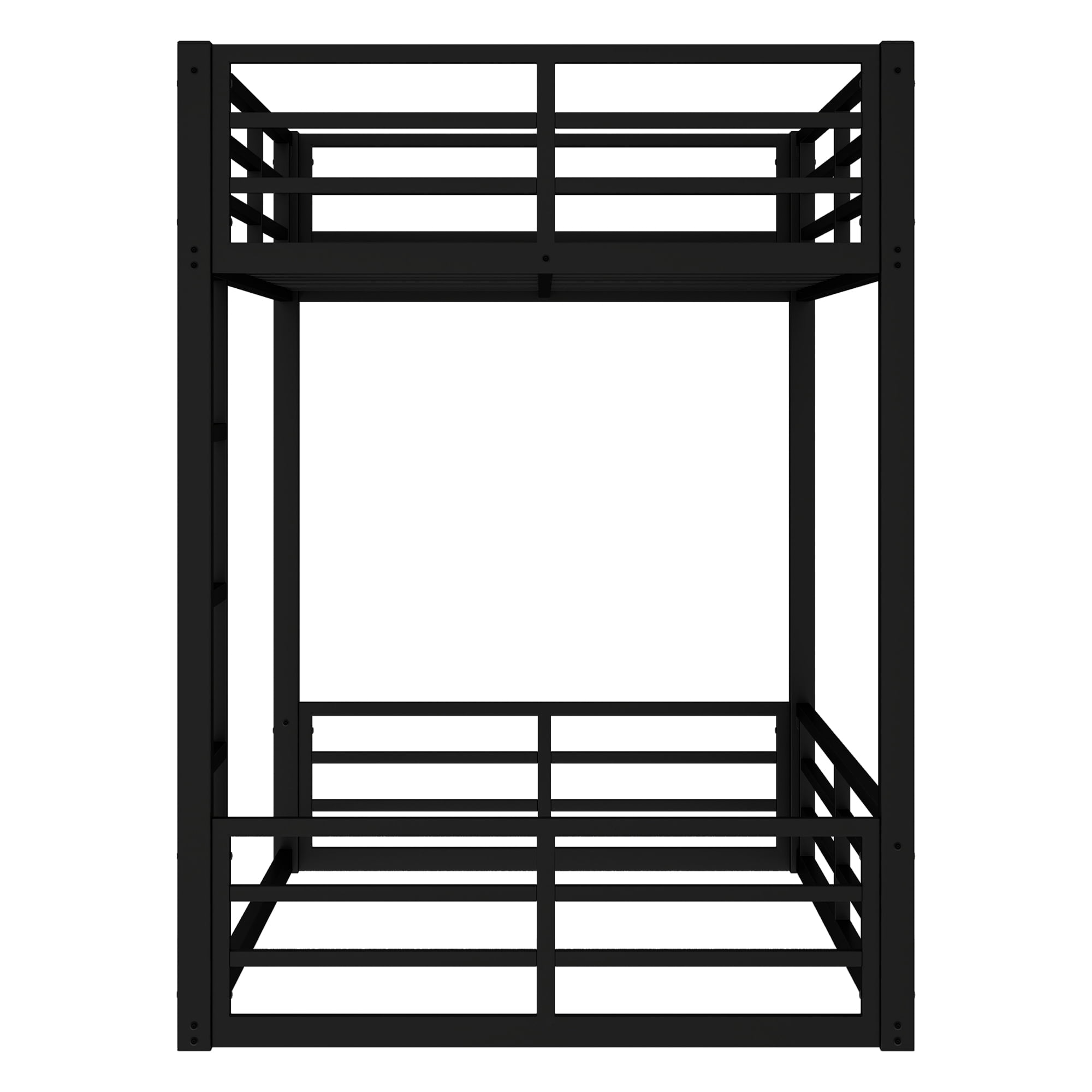 Leumius Metal Bunk Bed,Twin XL over Twin XL Floor Bunk Bed Frame for Kids/Teens/Adults,Space-Saving/Noise Reduced/No Box Spring Needed,Black