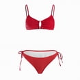thumbnail image 5 of mgoYE Womens Bikini Swimsuits Women's High Waisted Bikini Sets One Shoulder Floral Print Swimsuits 2 Piece Tummy Control Bathing Suits(Red,XL), 5 of 8