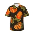 thumbnail image 1 of Balery Orange Pumpkin Camisas hawaianas de manga corta para hombre, camisas playeras de corte holgado, camisas de vacaciones con botones,X-Large, 1 of 7