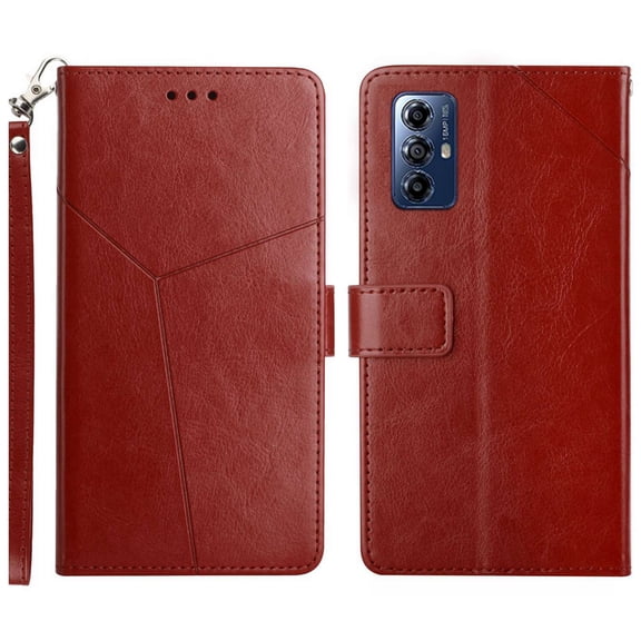 SaniMore PU Leather Wallet Case for Motorola Moto G Play (6.5" 2023), Shockproof Buffer Wrist Strap[Romoveable] Kickstand Card Slots Cash Pocket Anti-scratch Full-protective Shell, Brown